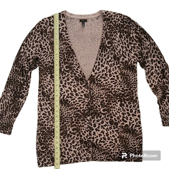 Soma Super Soft Longline Leopard Print Cardigan Sweater Size Medium - Picture 7 of 9
